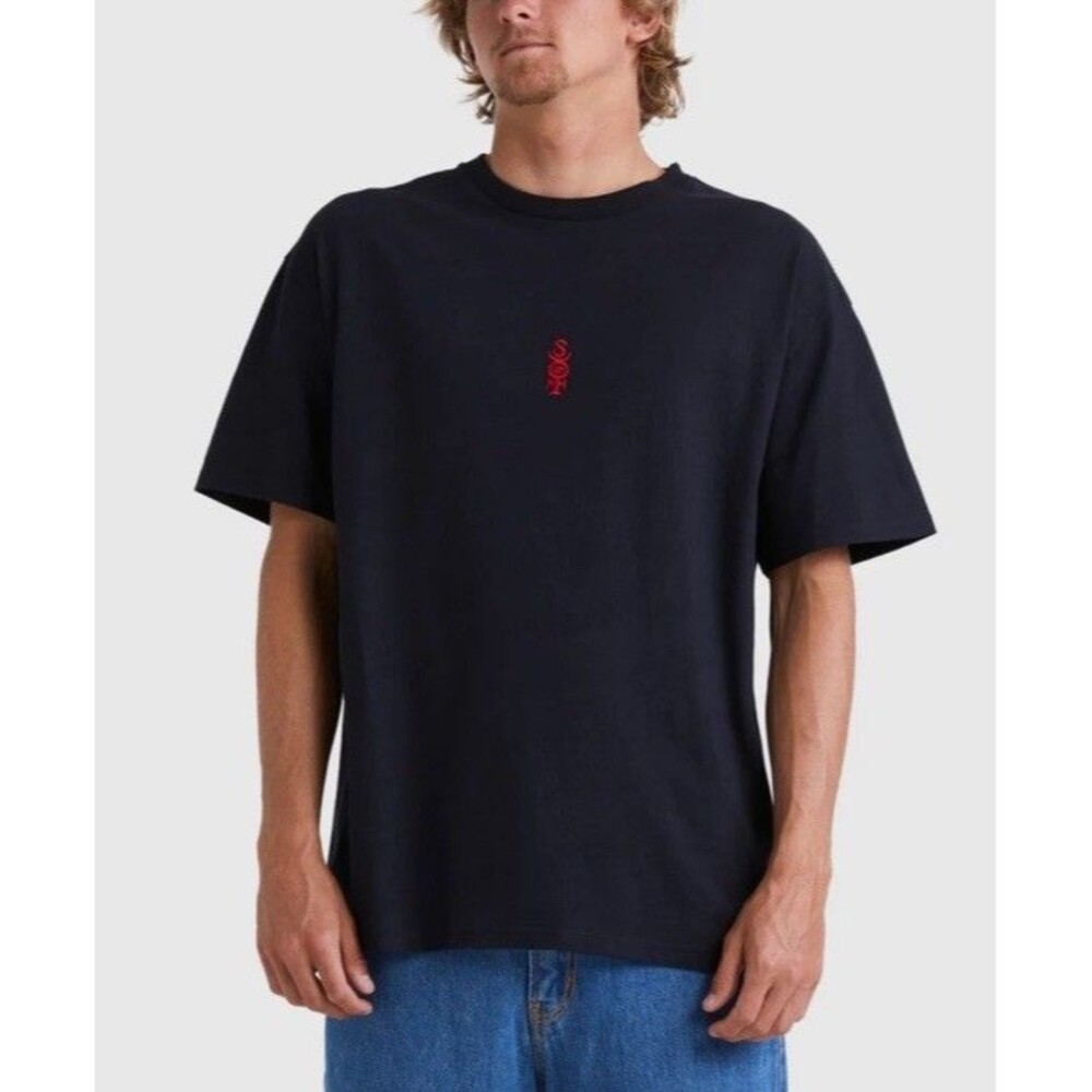 Quicksilver Mercury Surfers Of Fortune Mens T-Shirt XXL Black SOF LOGO in Red